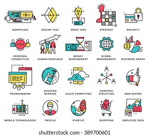 Thin Line Icons Set. Business Elements for Websites, Banners, Infographic Illustrations. Simple Linear Pictograms Collection. Logo Concepts Pack for Trendy Designs. Premium Quality Pictogram Pack