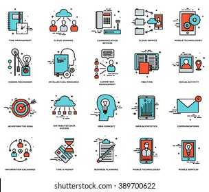 Thin Line Icons Set. Business Elements for Websites, Banners, Infographic Illustrations. Simple Linear Pictograms Collection. Logo Concepts Pack for Trendy Designs. Premium Quality Pictogram Pack