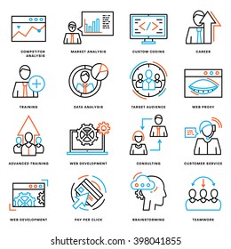 Thin Line Icons Set. Business Elements for Websites, Banners, Infographic Illustrations. Simple Linear Pictograms Collection. Logo Concepts Pack for Trendy Designs. Premium Quality Pictogram Pack
