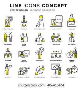 Thin Line Icons Set. Business Elements for Websites, Banners, Infographic Illustrations. Simple Linear Pictograms Collection. Logo Concepts Pack for Trendy Designs. Premium Quality Pictogram Pack