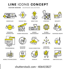 Thin Line Icons Set. Business Elements for Websites, Banners, Infographic Illustrations. Simple Linear Pictograms Collection. Logo Concepts Pack for Trendy Designs. Premium Quality Pictogram Pack