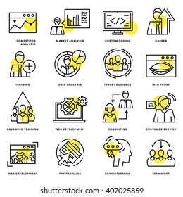 Thin Line Icons Set. Business Elements for Websites, Banners, Infographic Illustrations. Simple Linear Pictograms Collection. Logo Concepts Pack for Trendy Designs. Premium Quality Pictogram Pack