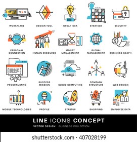 Thin Line Icons Set. Business Elements for Websites, Banners, Infographic Illustrations. Simple Linear Pictograms Collection. Logo Concepts Pack for Trendy Designs. Premium Quality Pictogram Pack