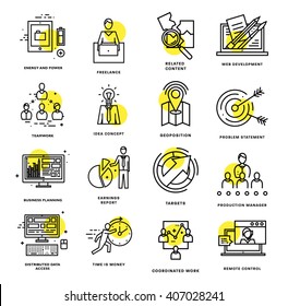 Thin Line Icons Set. Business Elements for Websites, Banners, Infographic Illustrations. Simple Linear Pictograms Collection. Logo Concepts Pack for Trendy Designs. Premium Quality Pictogram Pack