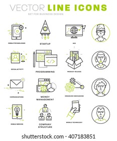 Thin Line Icons Set. Business Elements for Websites, Banners, Infographic Illustrations. Simple Linear Pictograms Collection. Logo Concepts Pack for Trendy Designs. Premium Quality Pictogram Pack