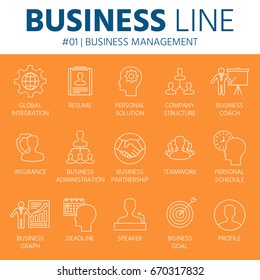 Thin line icons set of business people management, employee organization