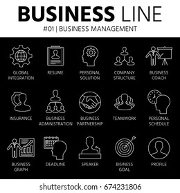 Thin line icons set of business people management, employee organization
