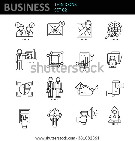 Thin Line Icons Set. Business Elements for Websites, Banners, Infographic Illustrations. Simple Linear Pictograms Collection. Logo Concepts Pack for Trendy Designs. Premium Quality Pictogram Pack