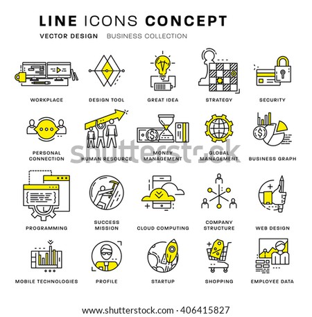 Thin Line Icons Set. Business Elements for Websites, Banners, Infographic Illustrations. Simple Linear Pictograms Collection. Logo Concepts Pack for Trendy Designs. Premium Quality Pictogram Pack