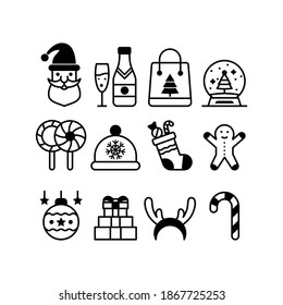 Thin line icons set of Christmas and celebrations. Outline symbol collection.