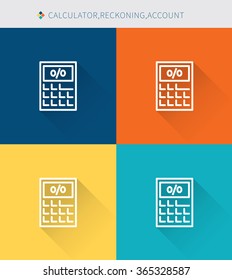 Thin thin line icons set of claculator & reckoning and account, modern simple style