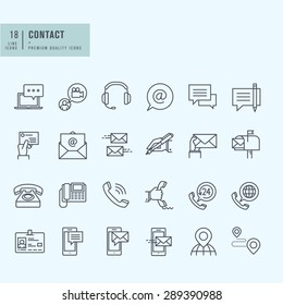 Thin line icons set. Icons for communication.
