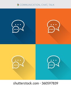 Thin thin line icons set of communication & talk and chat , modern simple style