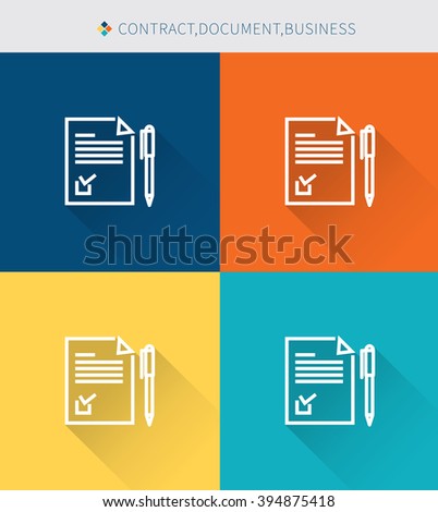 Thin thin line icons set of contract & document, modern simple style
