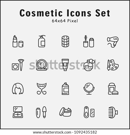 Thin line icons set of cosmetic, beaty, spa. Editable vector stroke 64x64 pixel.