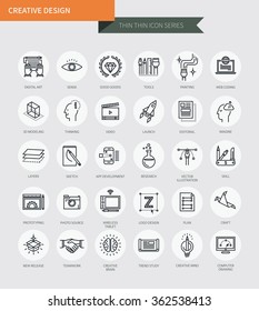 Thin thin line icons set of creative design, modern simple style