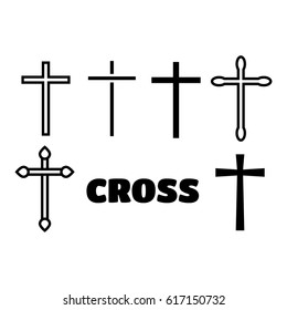 Thin line icons set of crosses. Illustration of crosses eps10
