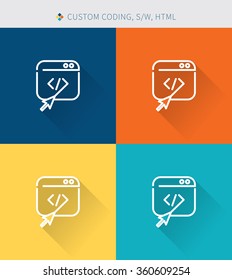 Thin thin line icons set of custom coding and software , modern simple style