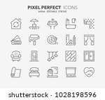 Thin line icons set of decoration and interior design. Outline symbol collection. Editable vector stroke. 64x64 Pixel Perfect.