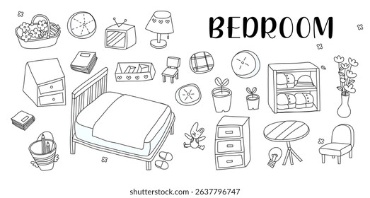 Thin line icons set of decoration and interior design. Outline symbol collection. Editable vector stroke.