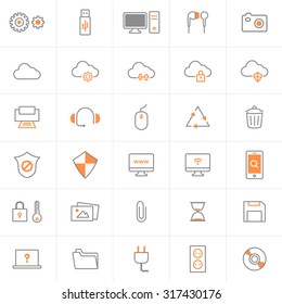 Thin line icons set - Digital