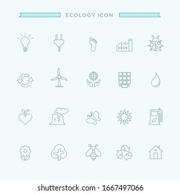 Thin line icons set of ecology, environment and sustainability concepts. Outline symbol collection.