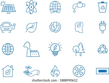 Thin line icons set of ecology, environment and sustainability concepts. Outline symbol collection. Editable vector stroke.