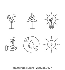 Thin line icons set of ecology, environment and sustainability concepts.