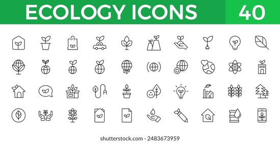 Thin line icons set of ecology, environment and sustainability concepts. Outline symbol collection. Editable vector stroke