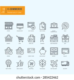 Thin line icons set. Icons for e-commerce, online shopping