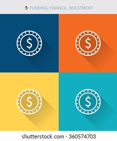 Thin thin line icons set of finance & funding and investment, modern simple style