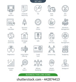 Thin Line Icons Set Of Finance And Business. Web Elements Collection