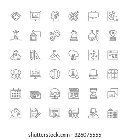 Thin Line Icons Set. Flat Symbols About Business