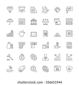 Thin line icons set. Flat symbols about finances