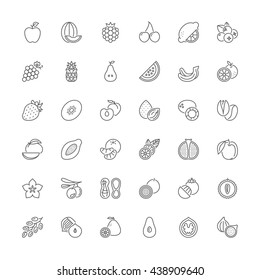 Thin line icons set. Flat symbols about fruit