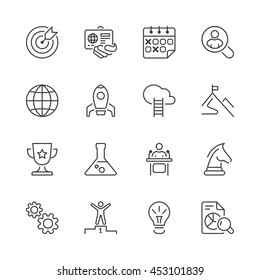 Thin line icons set. Flat symbols about business