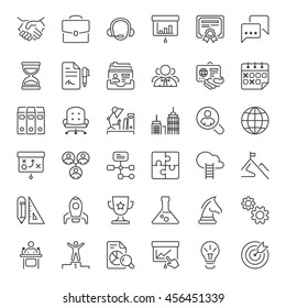 Thin line icons set. Flat symbols about business