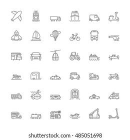 Thin line icons set. Flat symbols about transport