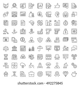 Thin line icons set. Flat symbols about business and finance