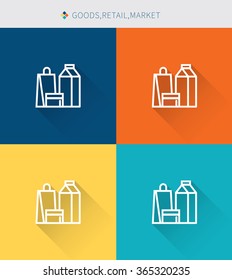 Thin thin line icons set of good goods & retail and market , modern simple style