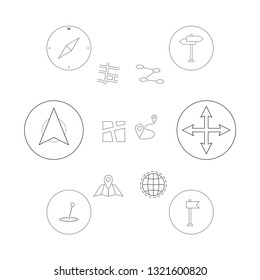 Thin line icons set. Gps geo location, navigation and transportation. Map pointer pin icons. EPS 10 Vector illustration