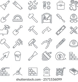 thin line icons set home repair, hand tools