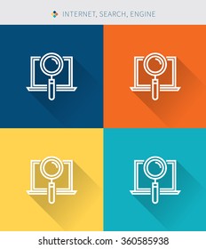 Thin thin line icons set of internet & search and engine ,modern simple style