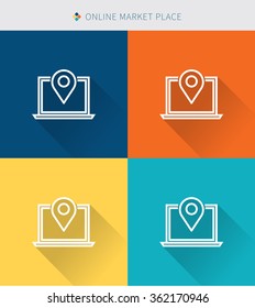 Thin thin line icons set of internet & global market, modern simple style