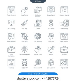 Thin Line Icons Set Of Internet And Development. Web Elements Collection