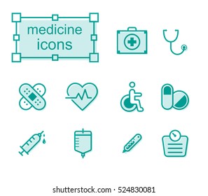 Thin line icons set, Linear symbols set, Medicine