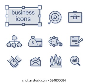 Thin line icons set, Linear symbols set, Business