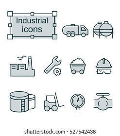 Thin line icons set, Linear symbols set, Industrial