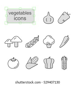 Thin line icons set, Linear symbols set, Vegetables