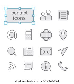 Thin line icons set, Linear symbols set, contact us